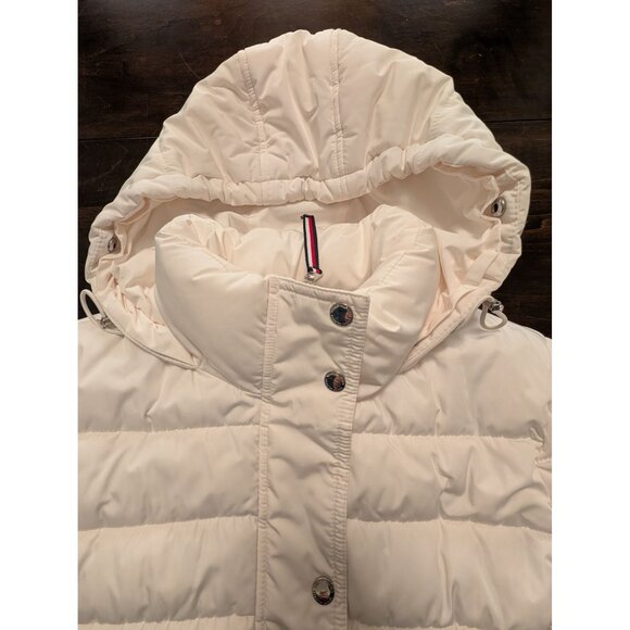 Tommy Hilfiger Womens Quilted Puffer Jacket With Hood Size S White Nylon Blend - Picture 10 of 16